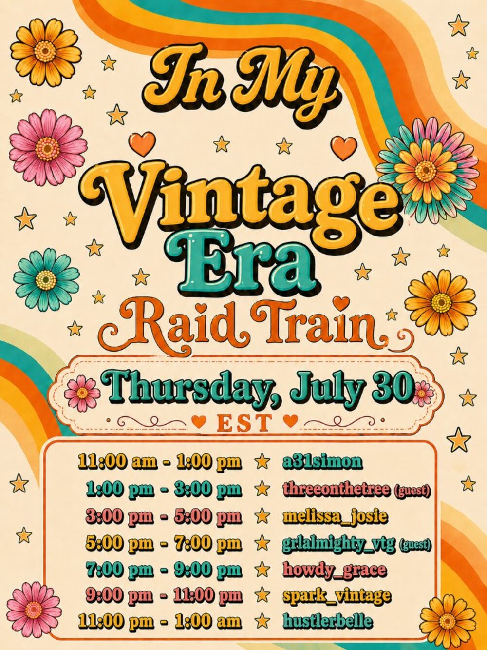 7/30 *In My Vintage Era* Raid Train